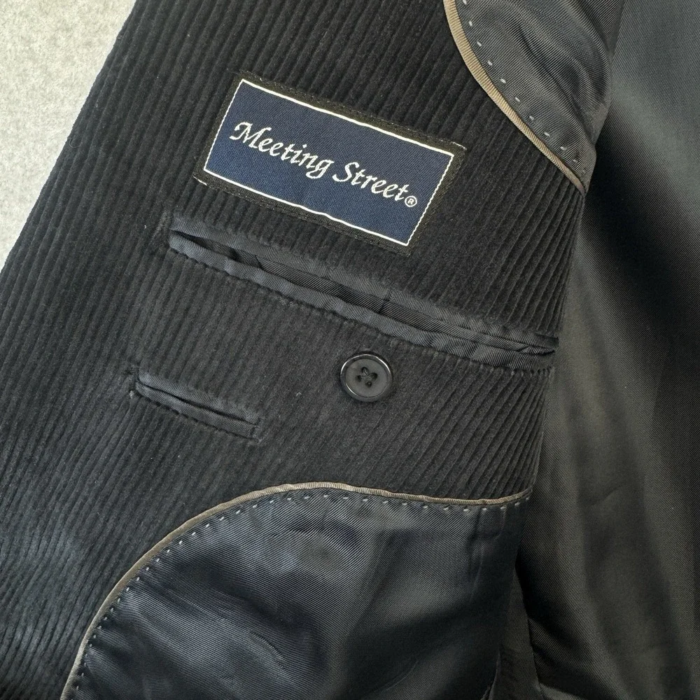 Meeting Street 100%‎ Cotton Corduroy Blazer Navy Blue Size 44L Two-Button Jacket